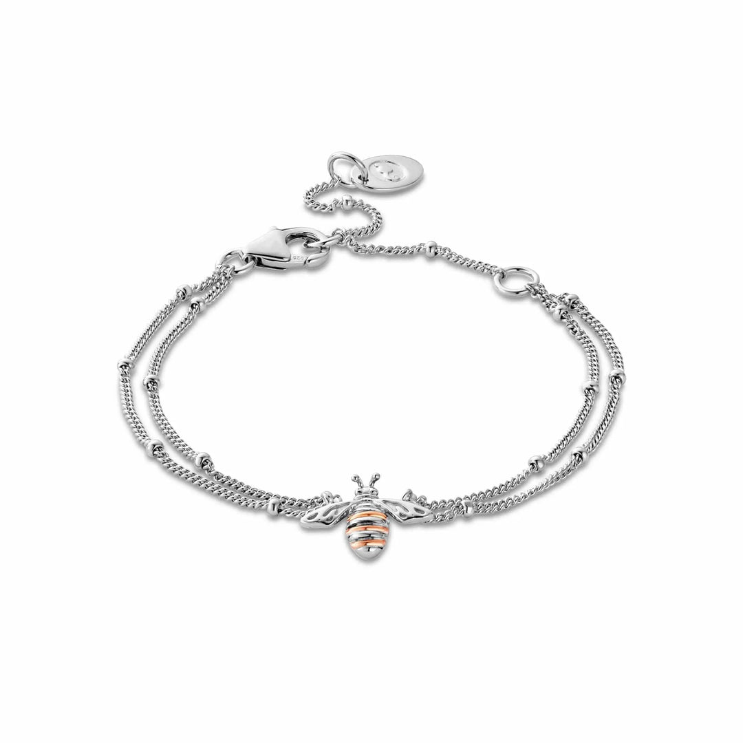 Clogau Nature's Wonder Sterling Silver Honey Bee Double-Chain Bracelet