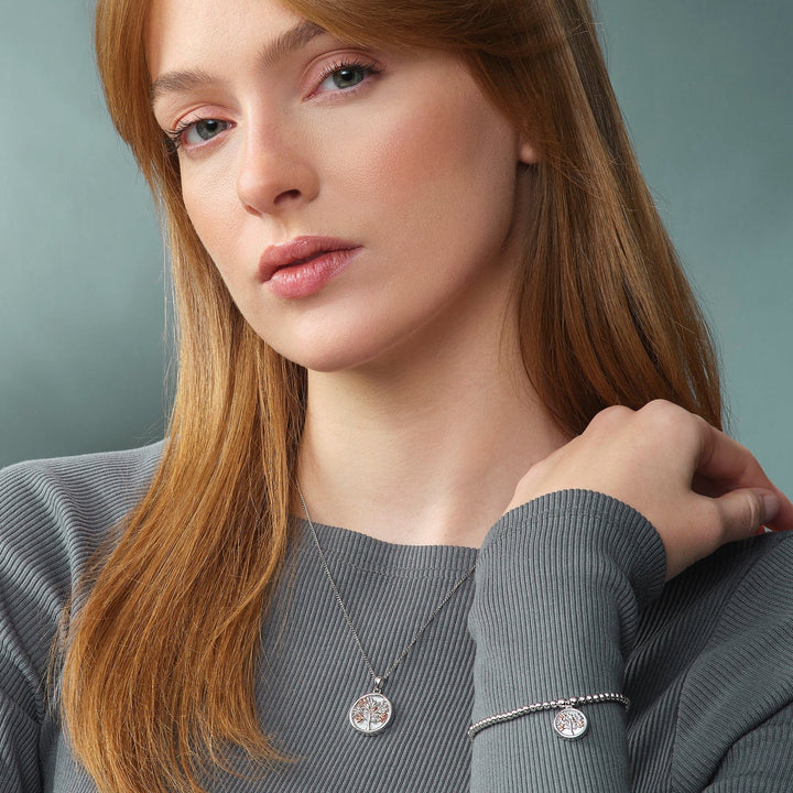 Clogau Tree of Life® Circle Silver and Mother of Pearl Pendant