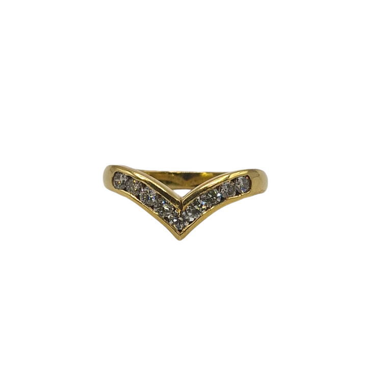 18ct Yellow Gold Diamond Wishbone Ring