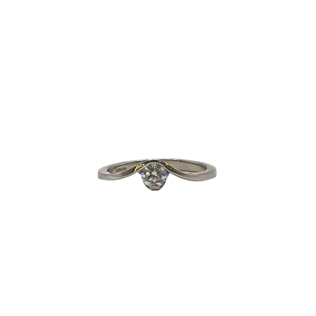 Platinum Diamond Set Wave Solitaire Ring