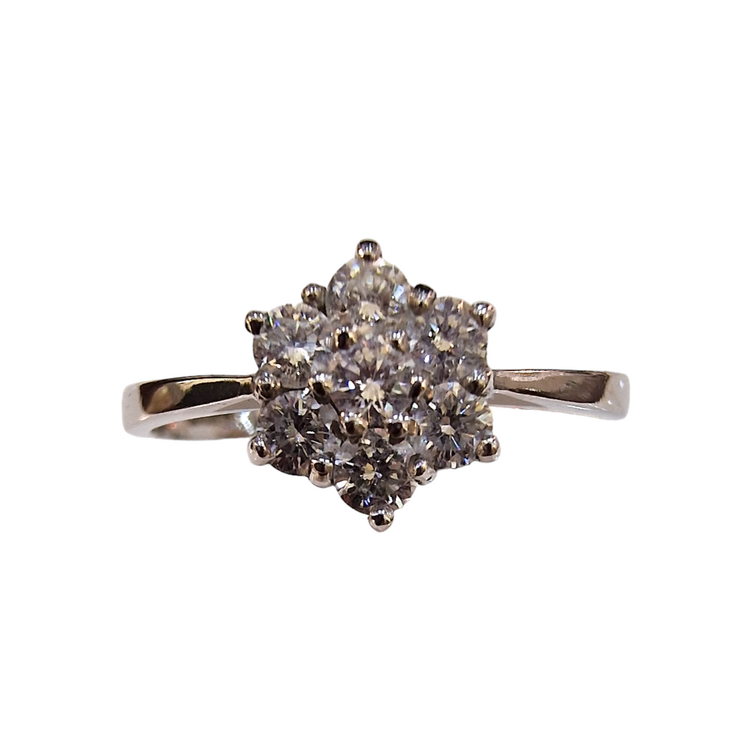 Platinum Flower Cluster Diamond Ring