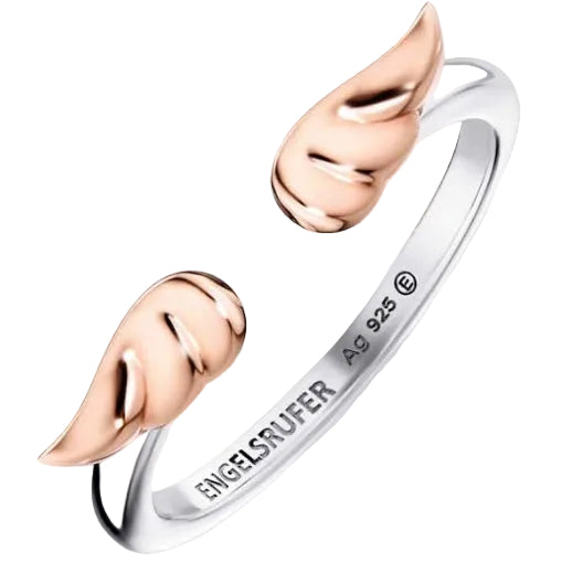 Angel Whisperer from Engelsrufer ERR-LILWING-BICOR Women's Sterling Silver Open Ring with Two Tone Wings