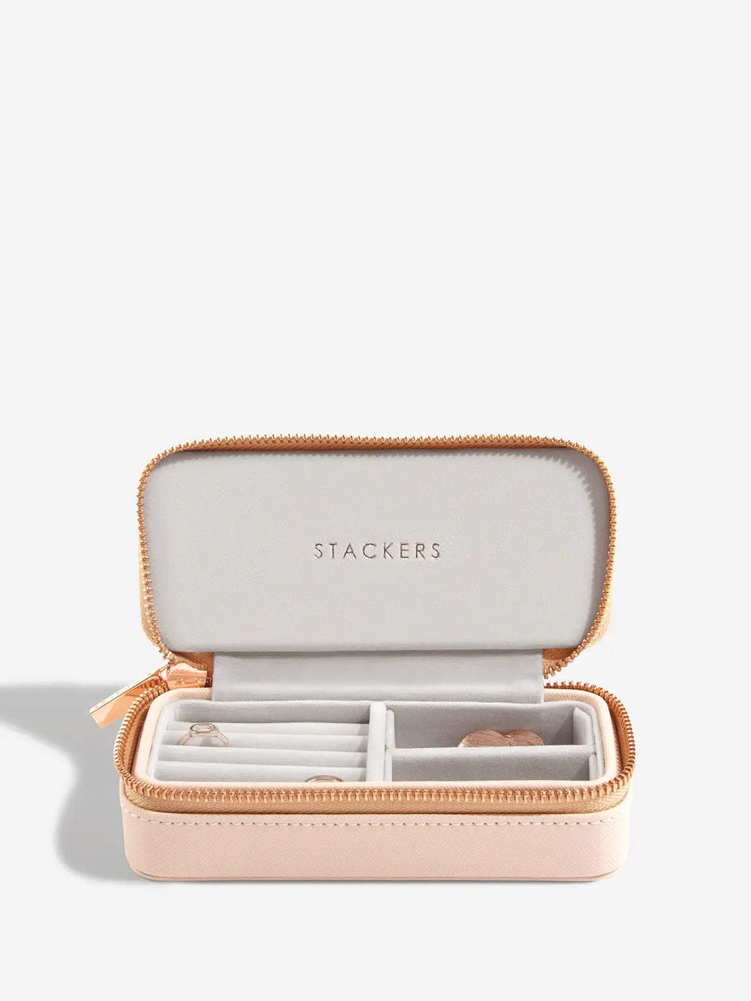 Stackers Blush & Rose Gold Medium Zipped Jewellery Box