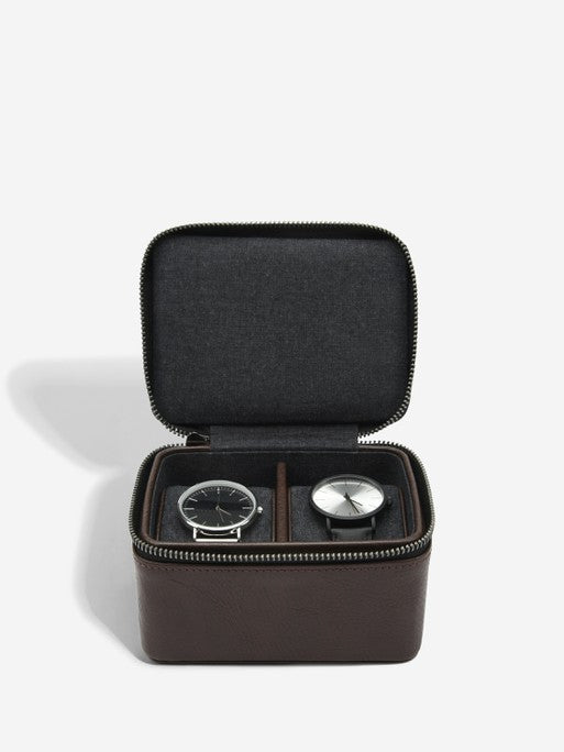 Stackers Brown Double Watch Travel Box