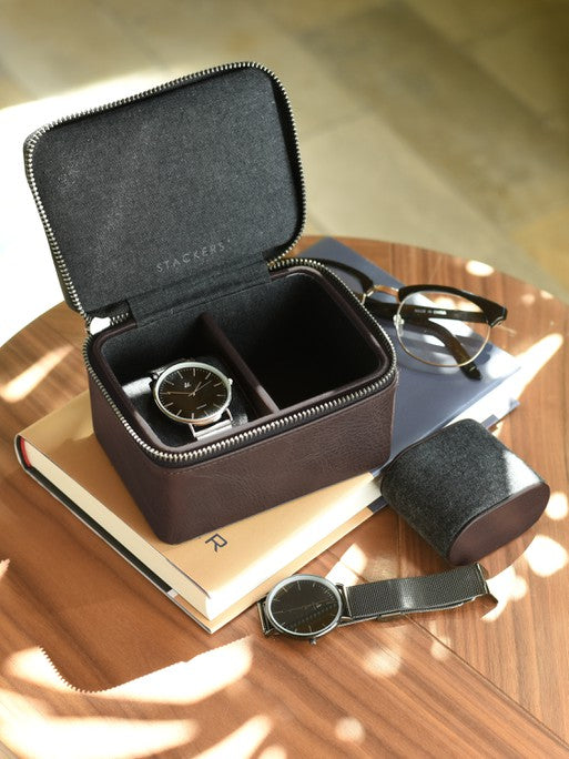 Stackers Brown Double Watch Travel Box