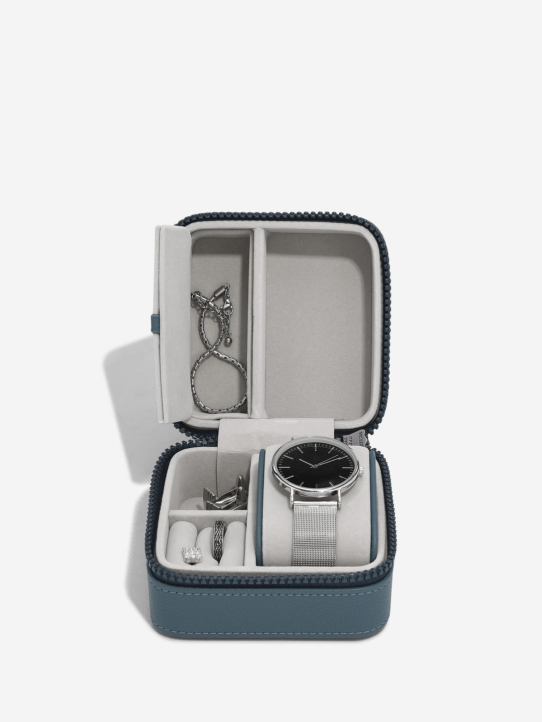 stackers blue canvas watch & jewellery box