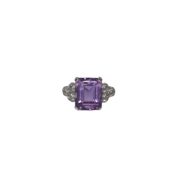 18ct White Gold Amethyst and Diamond Ring