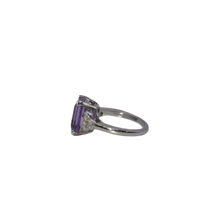 18ct White Gold Amethyst and Diamond Ring