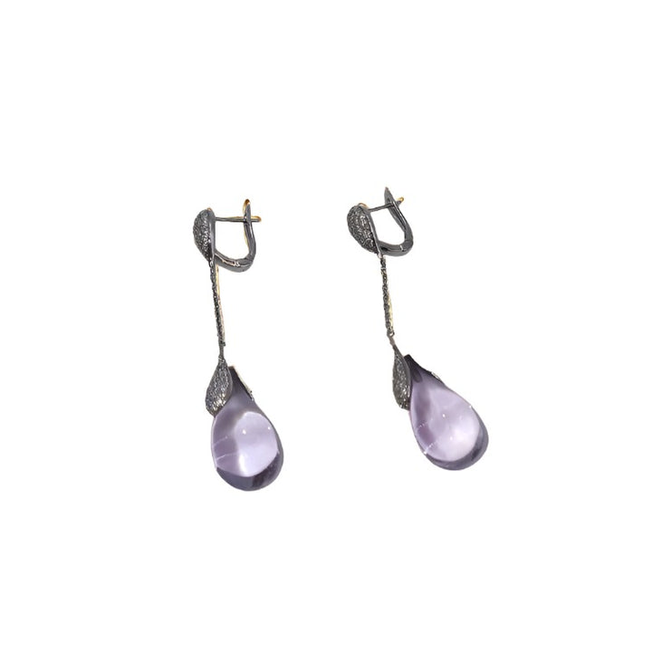 18ct White Gold Amethyst and Diamond Earrings