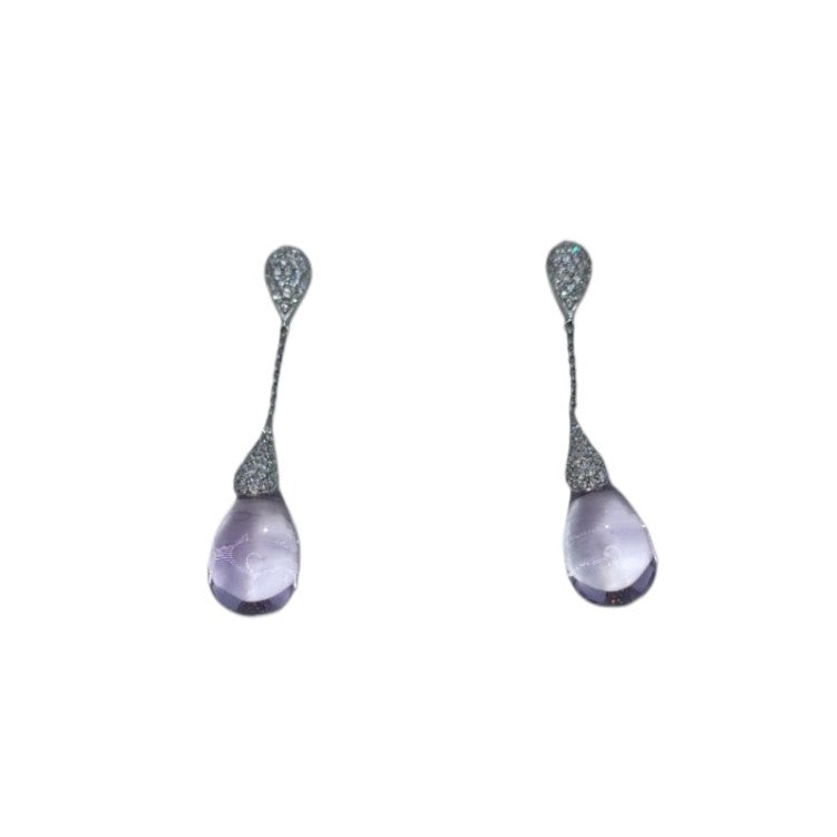 18ct White Gold Amethyst and Diamond Earrings