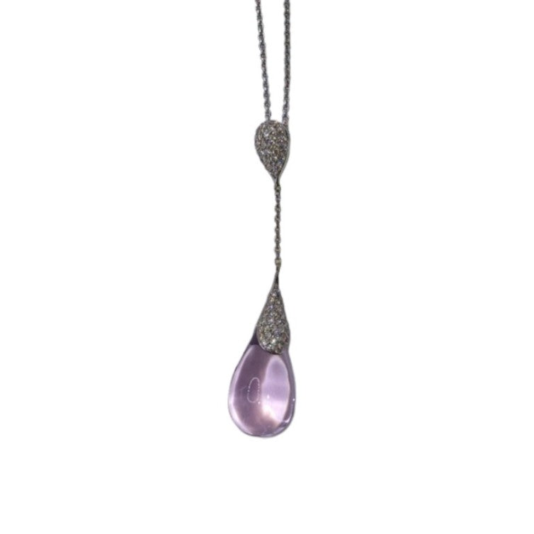 18ct White Gold Amethyst and Diamond Pendant