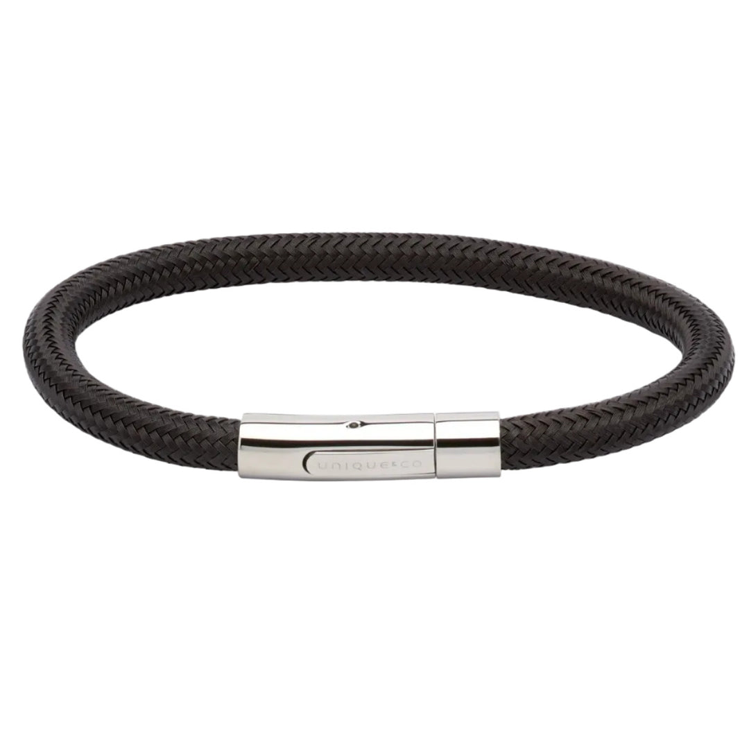 Unique & Co Black Climbing Rope and Stainless steel Bracelet 21cm