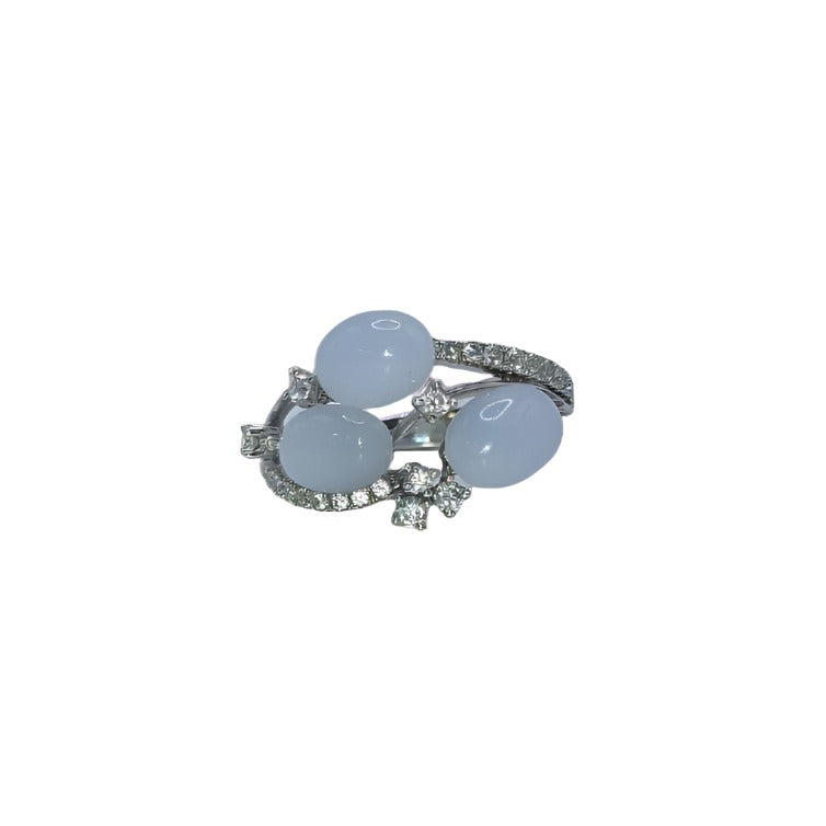 18ct White Gold Chalcedony and Diamond Ring