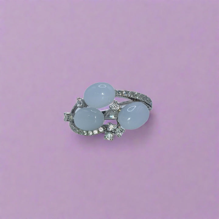 18ct White Gold Chalcedony and Diamond Ring
