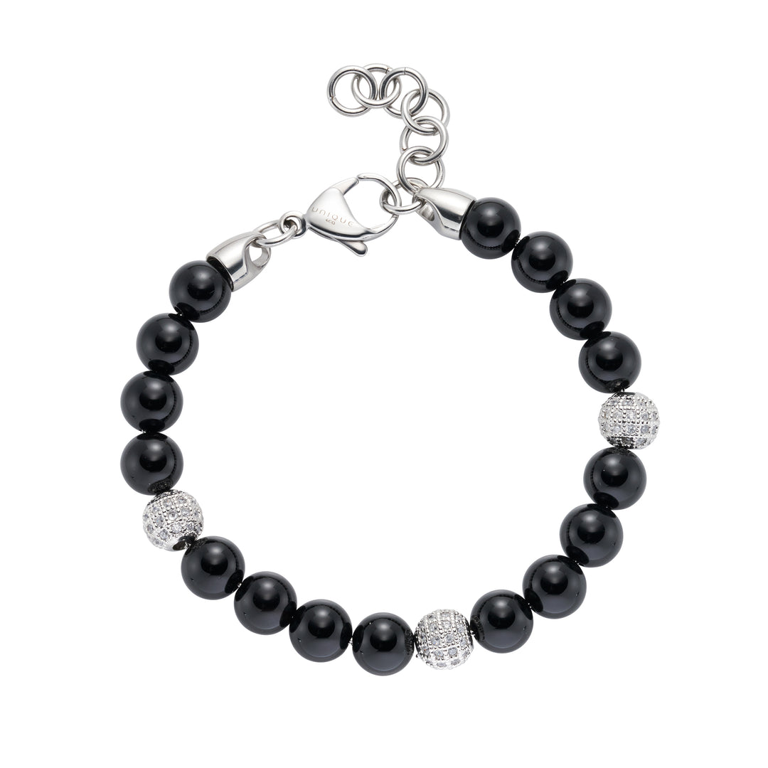 Unique & Co Men's Steel & Black Onyx Bracelet 21cm