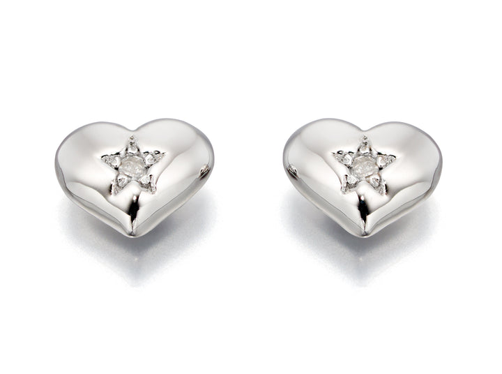 Little Star Diamond Heart Studs