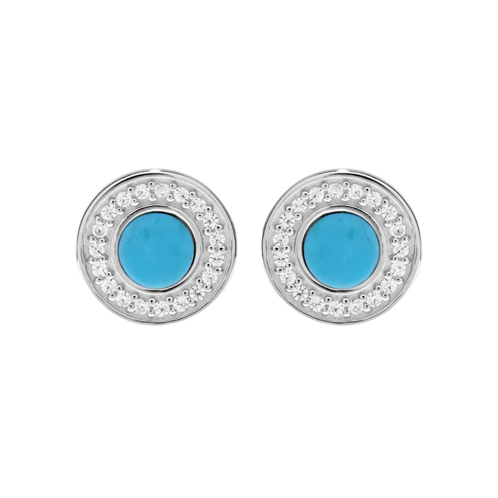 Unique & Co Silver Turquoise & Cubic Zirconia Stud Earrings