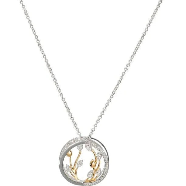 Unique & Co Sterling Silver Yellow Gold Plated Cubic Zirconia Pendant and Chain