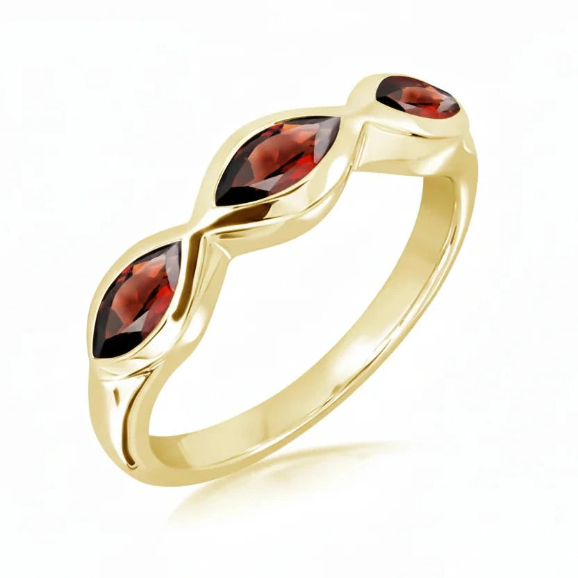 Unique & Co Gold Vermeil Sterling Silver Garnet Ring