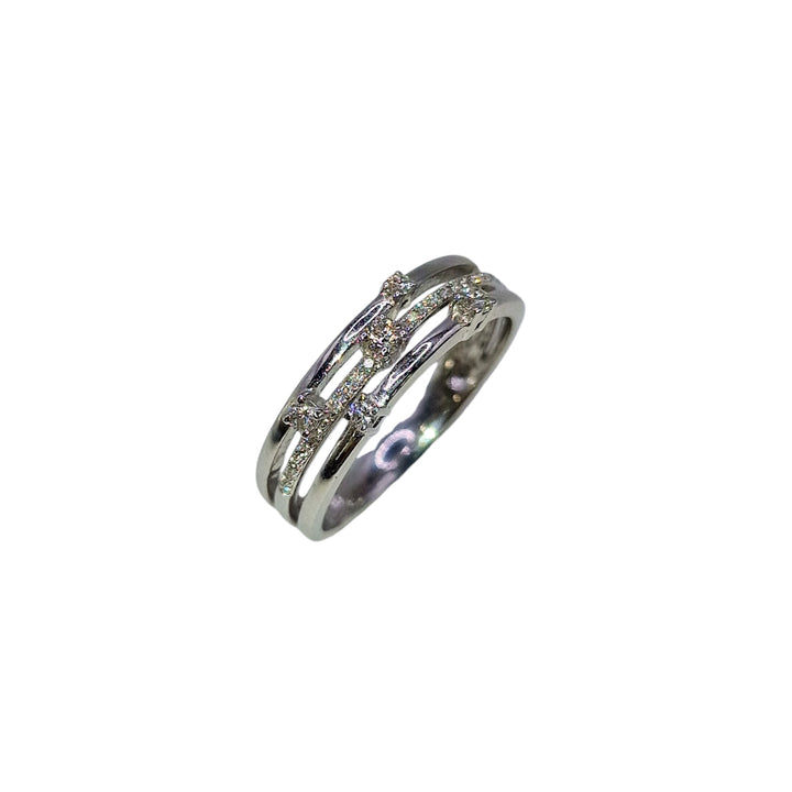 18ct White Gold 3 row Diamond Ring