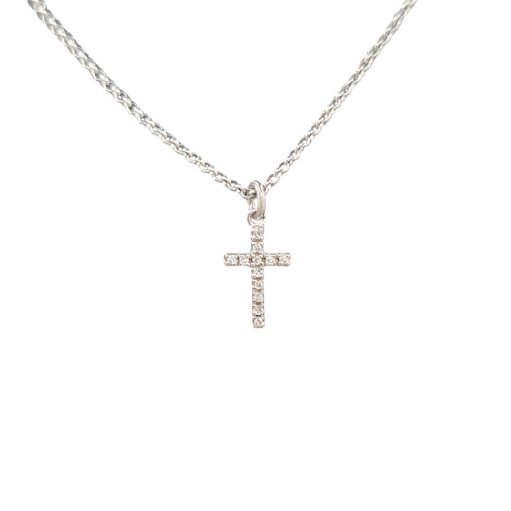 White Gold Diamond Set Cross and Chain