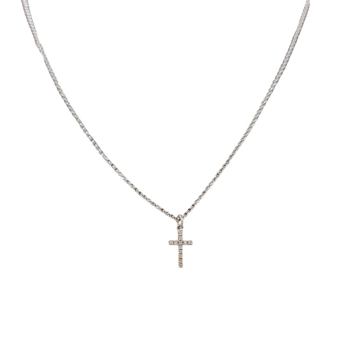 White Gold Diamond Set Cross and Chain