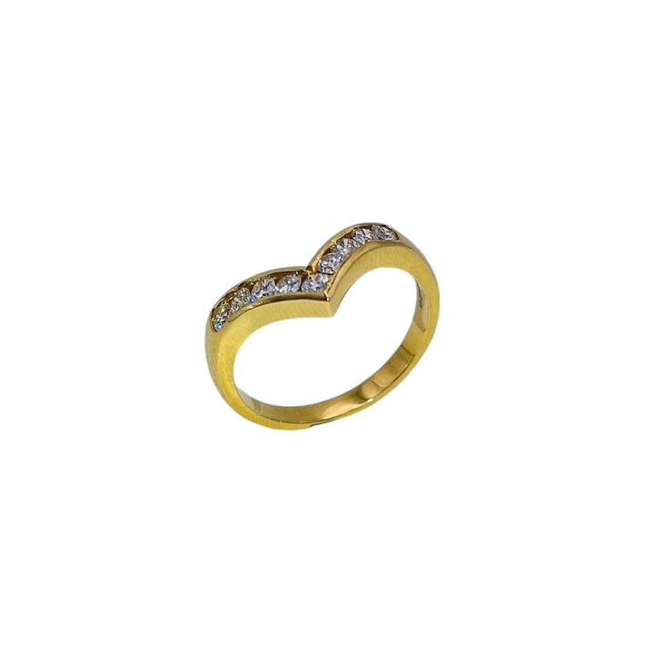 18ct Yellow Gold Diamond Wishbone Ring