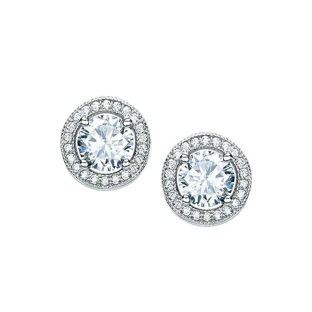 Real Effect Classic Halo CZ earrings
