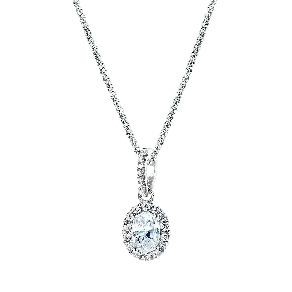 Real Effect Oval CZ Cluster Necklace
