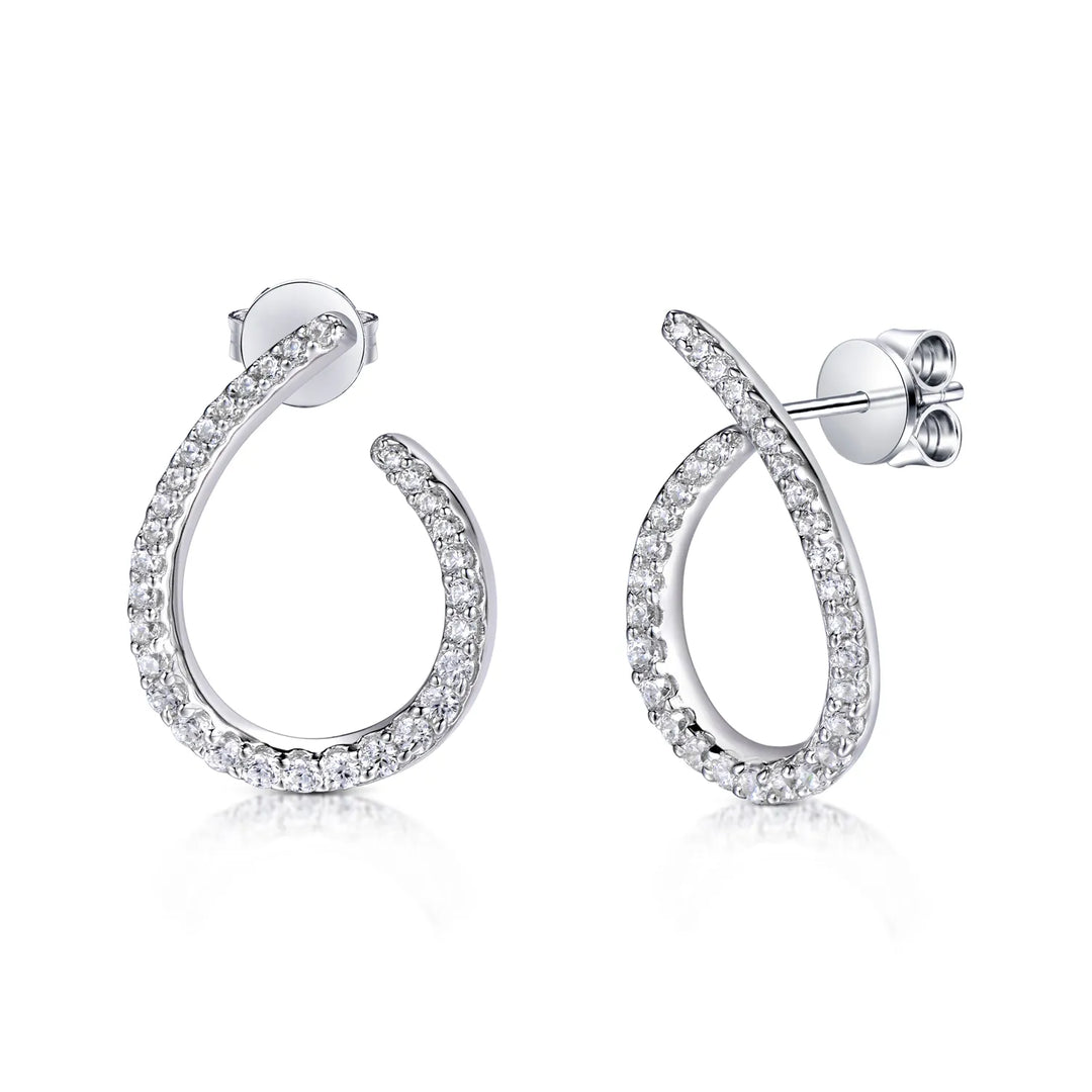 Real Effect Sterling Silver CZ Curl Earrings