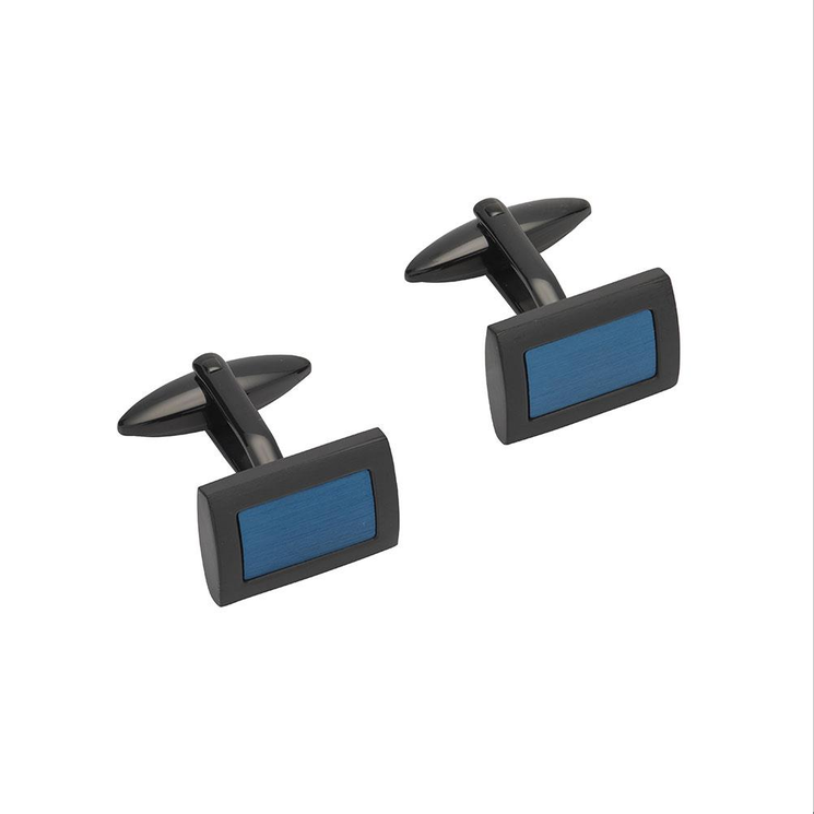 Unique & Co Stainless Steel Blue/Black Cufflinks
