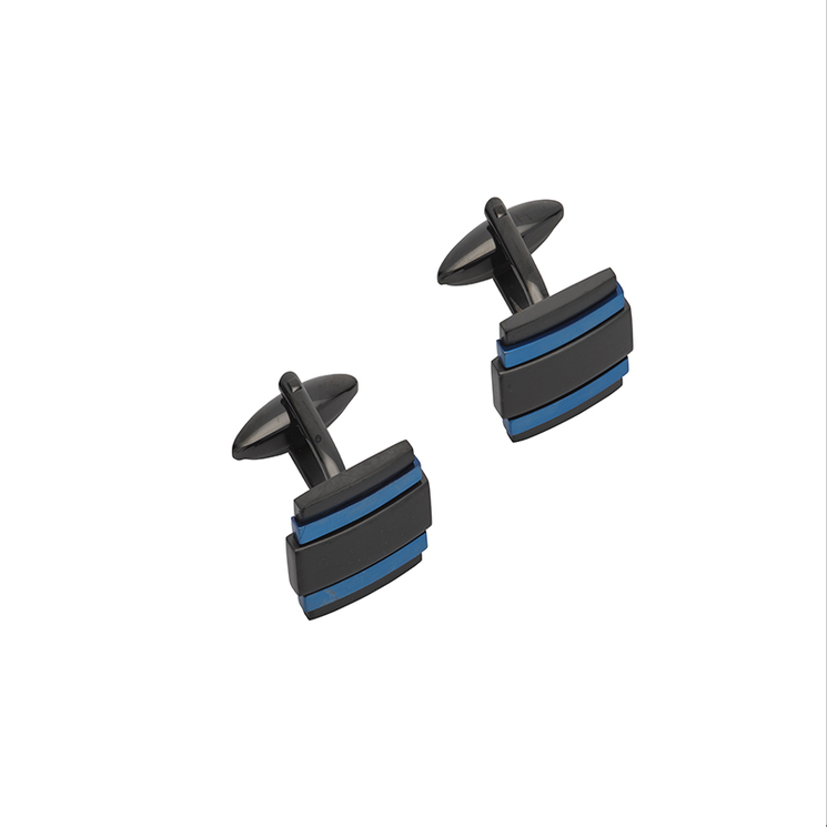 Unique&Co Stainless Steel Black/Blue Cufflinks