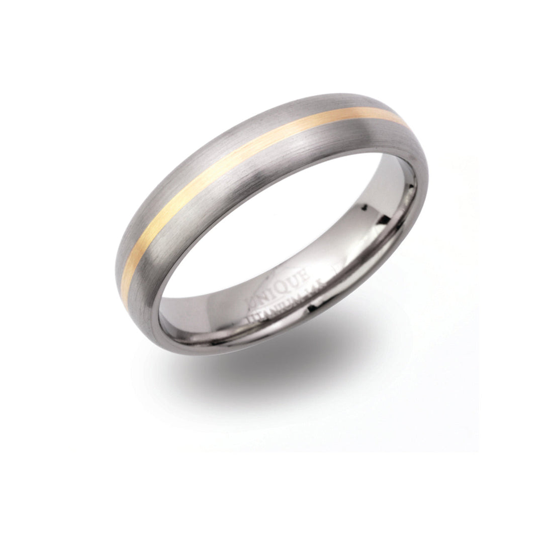 Unique & Co 5mm Matt titanium ring with 14ct gold inlay