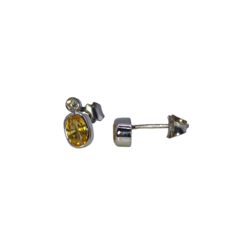 18ct White Gold Yellow Sapphire and Diamond Earrings