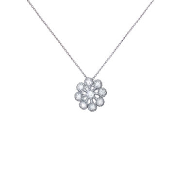Real Effect Open Flower CZ Cluster Pendant