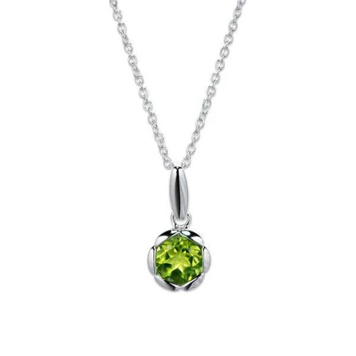 Unique & Co Sterling Siver Peridot Pendant Necklace
