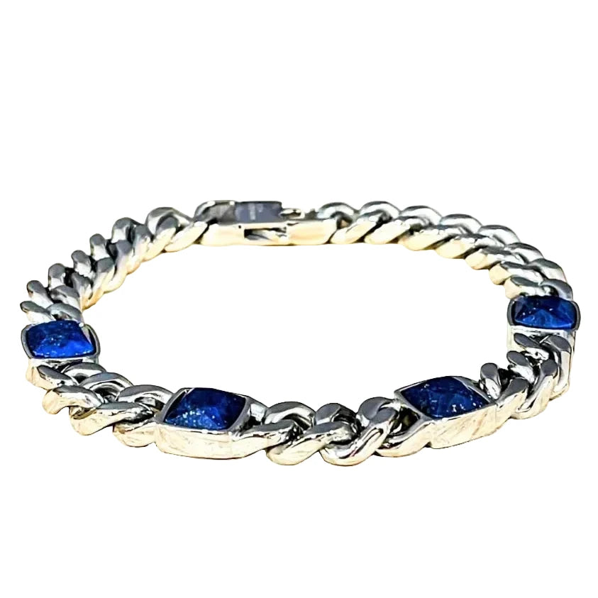 Unique & Co Stainless Steel Lapis Lazuli Bracelet 21cm
