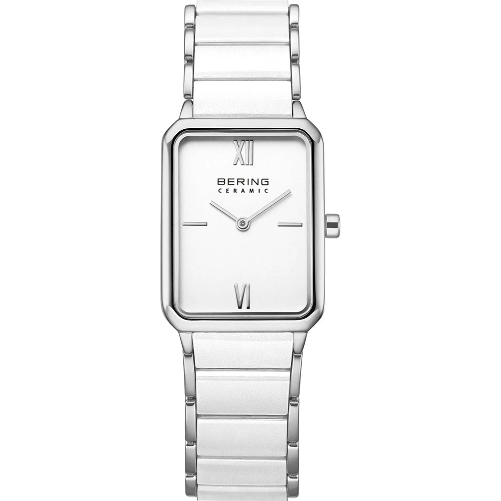 Bering Ladies White Ceramic Rectangular watch