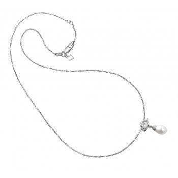 Diamonfire Silver Cubic Zirconia Pearl Pendant & Chain