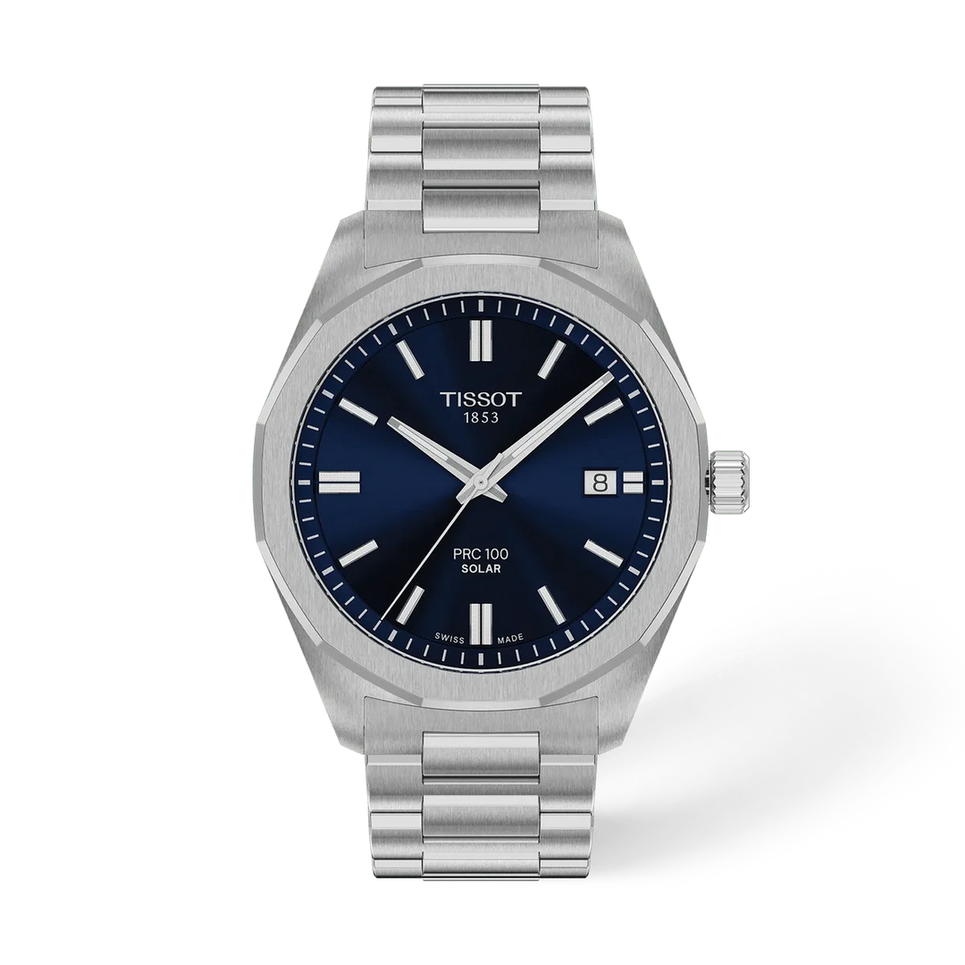 Tissot PRC 100 Solar 39mm Navy Blue Dial Watch
