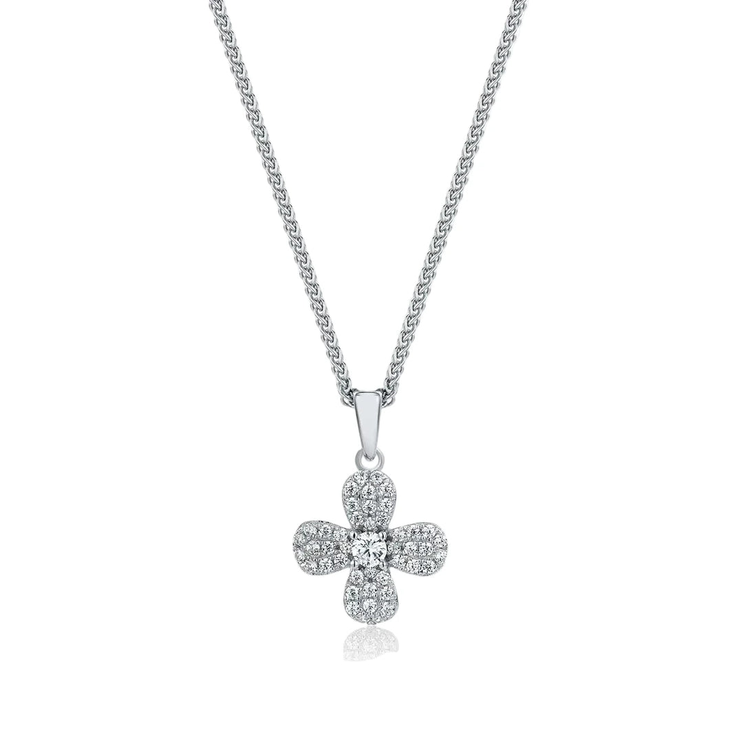 Real Effect Cubic Zirconia Flower Pendant
