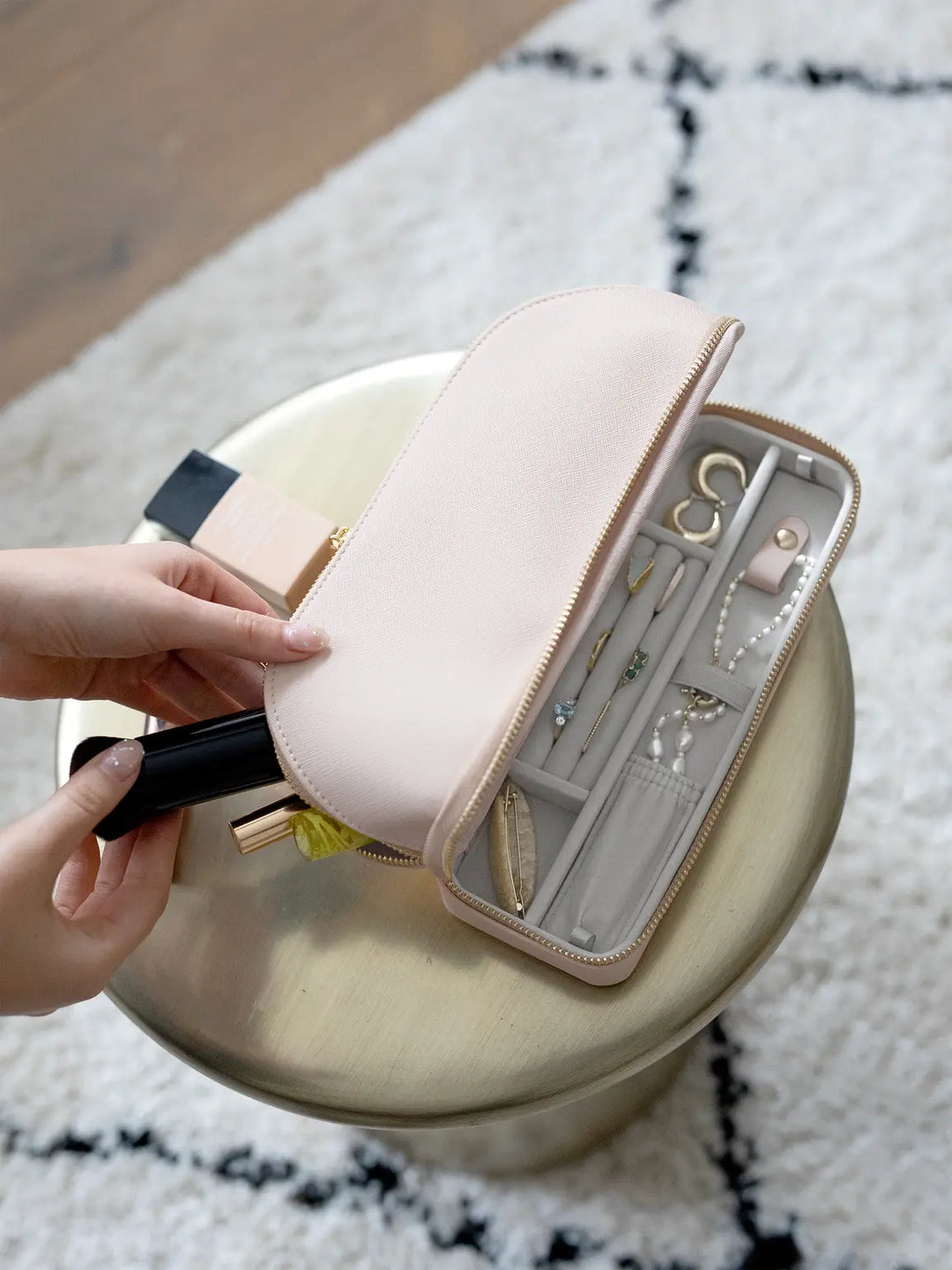 Stackers Blush Pink Cosmetic and Jewellery Bag