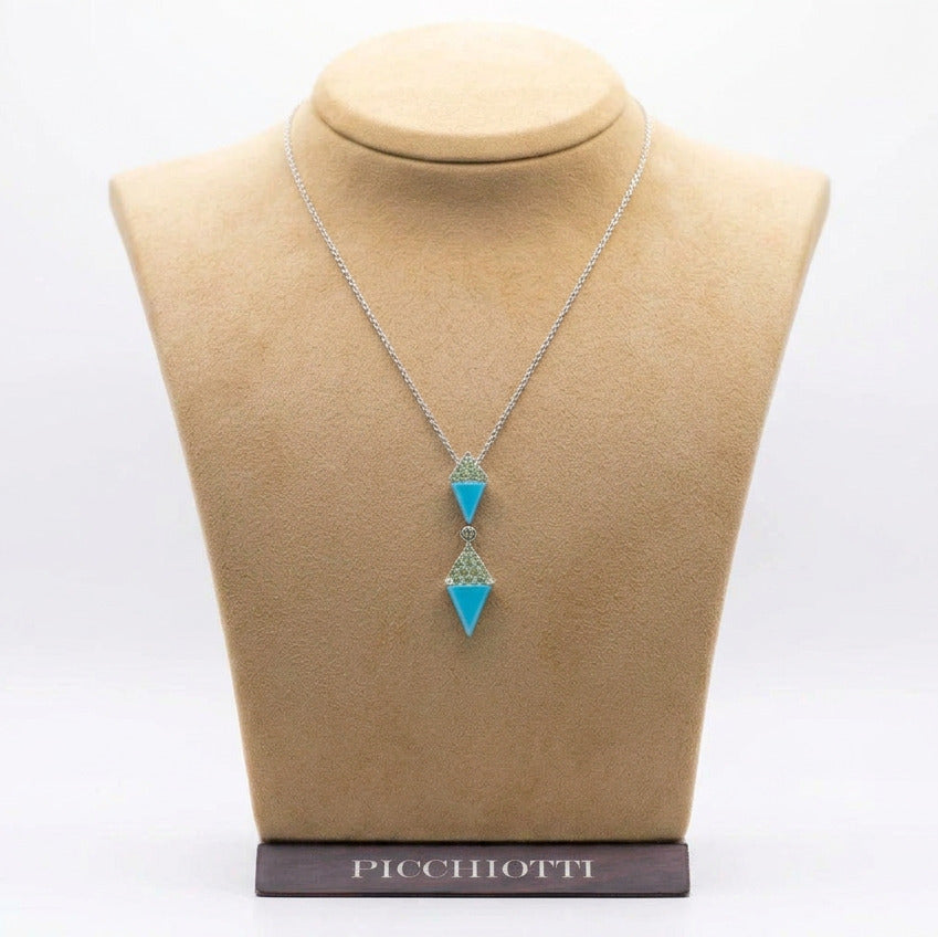 Picchotti 18ct white gold diamond and turquoise Pendant & Necklace