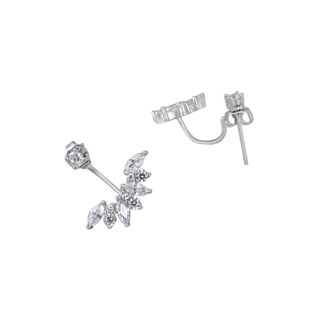 Real Effect Sterling Silver Marquise CZ Drop Earrings