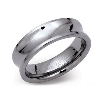Unique & Co 7mm Tungsten Concave Center Ring
