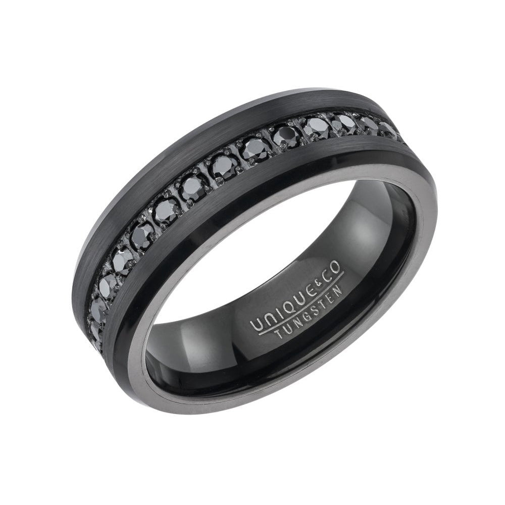 Unique & Co Tungsten 7mm Black CZ Ring