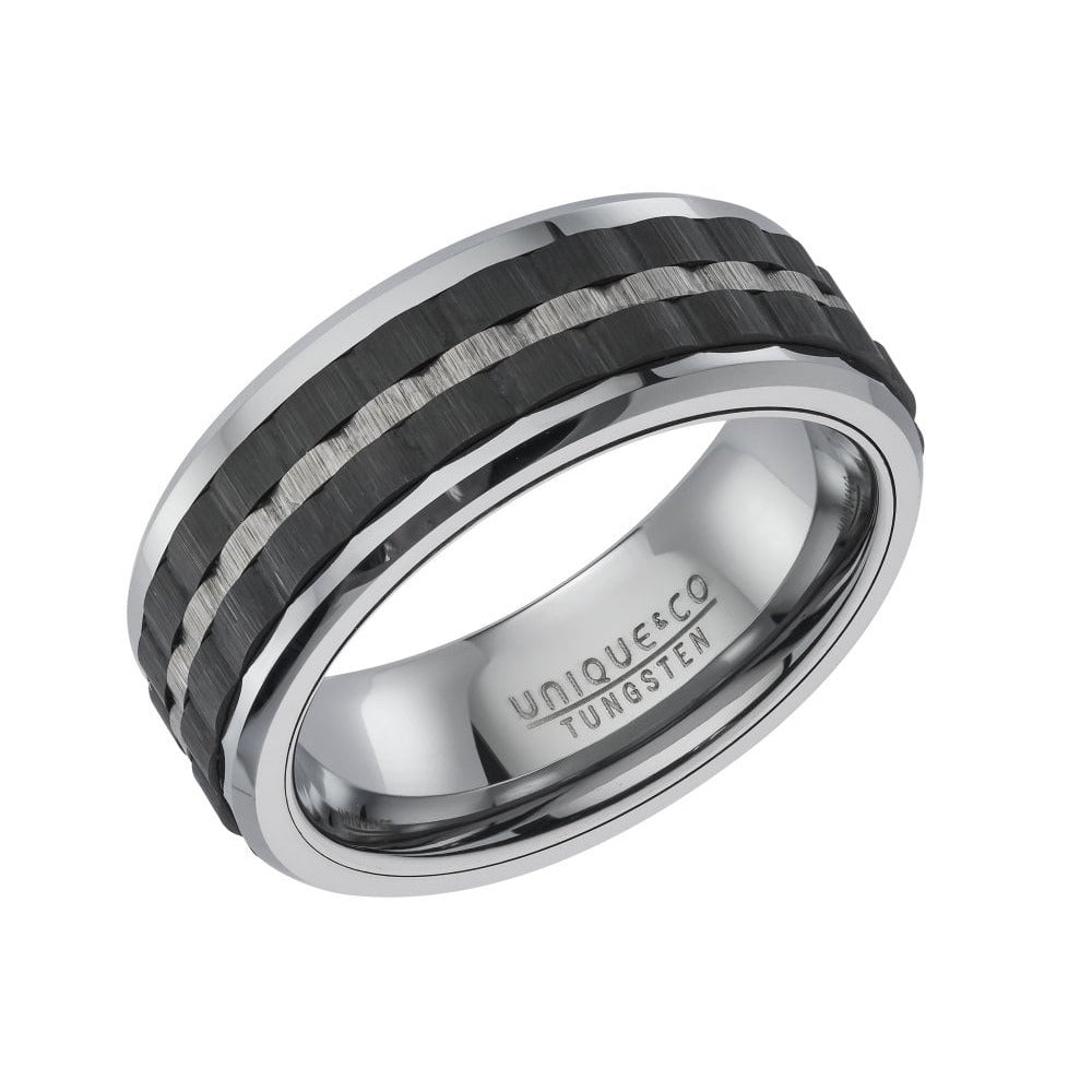 Unique & Co Tungsten 8mm Patterned Ring