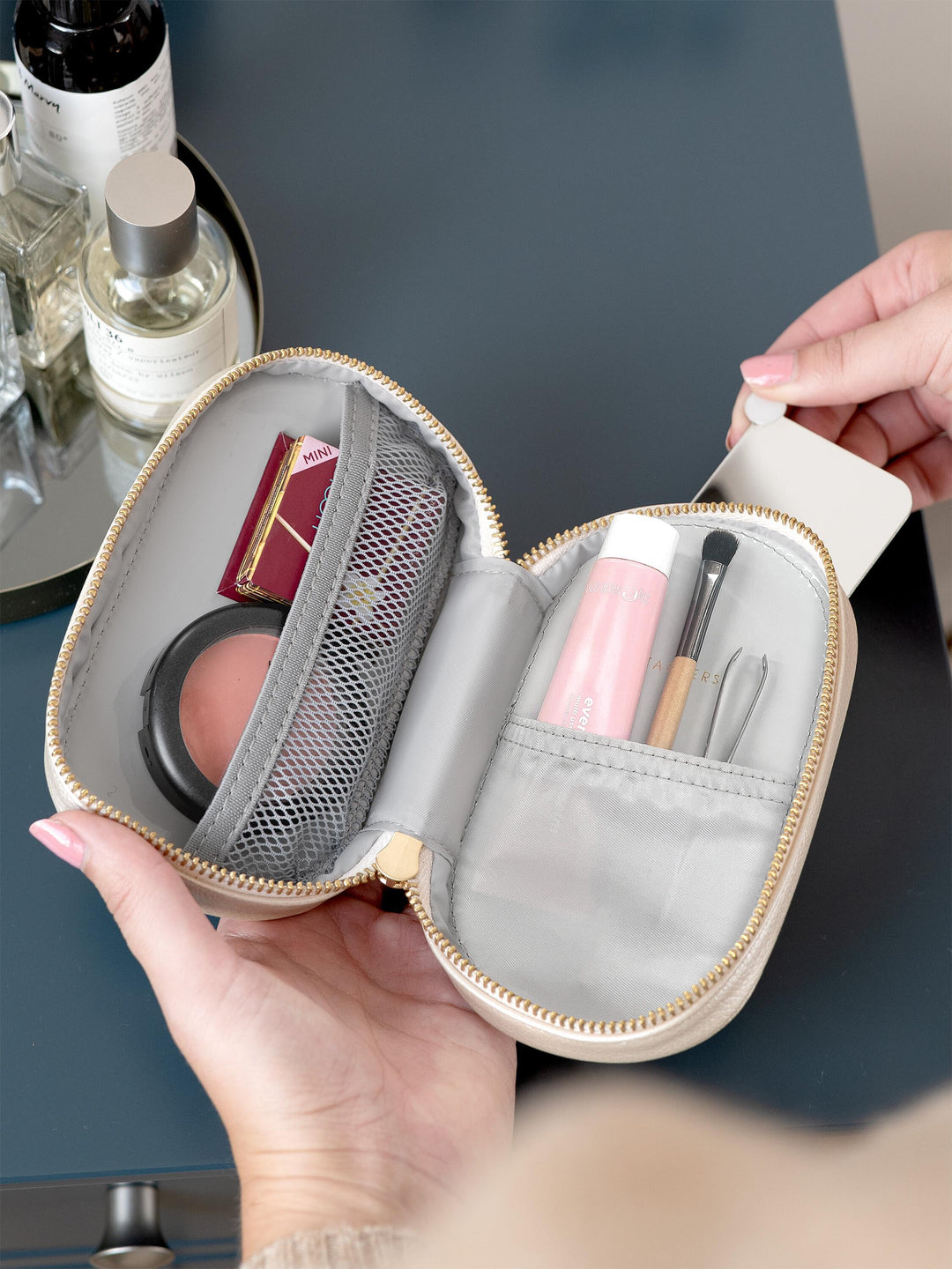 stackers compact cosmetic case metallic pearl