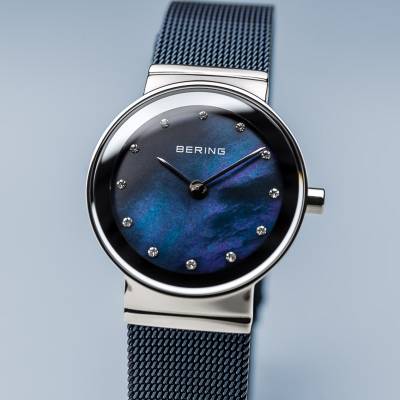 Bering Quartz Blue and Stainless Steel Bracelet Watch
