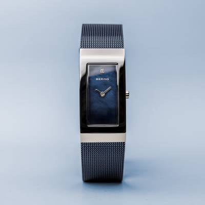 Bering Blue and Stainless Steel Rectangular Quartz Bracelet Watch